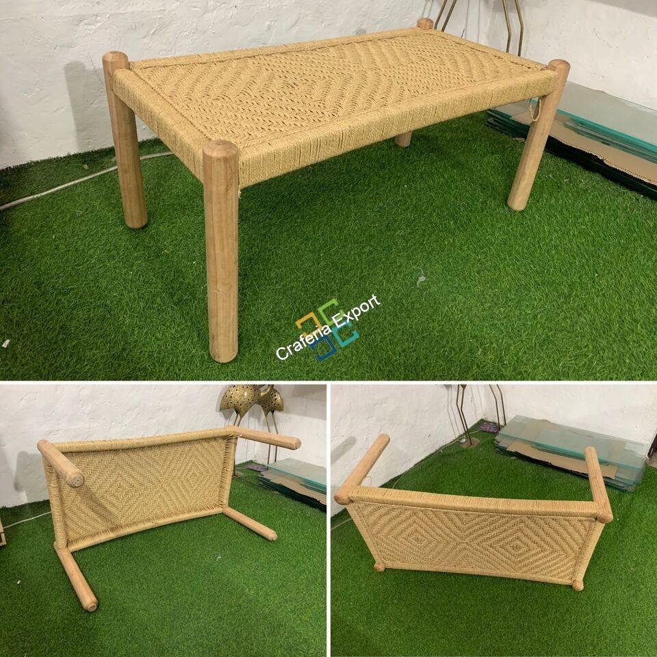 Wooden Seating Bench Handwoven | Small Charpai Bench khatola for Indoor/Garden/Terrace