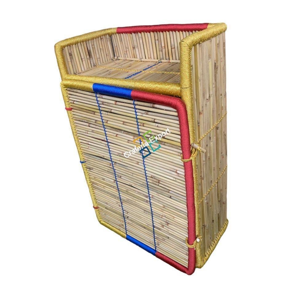 Handcrafted Bamboo Colorful Rack/Stand /shelf with 4 shelves with Door