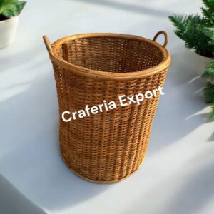 Cane Wicker Storage Round Basket | Rattan Cane Laundry Basket for Decor Artificial Flower / Clothes / Toys /Storage Bin / Bamboo Round Basket for indoor outdoor