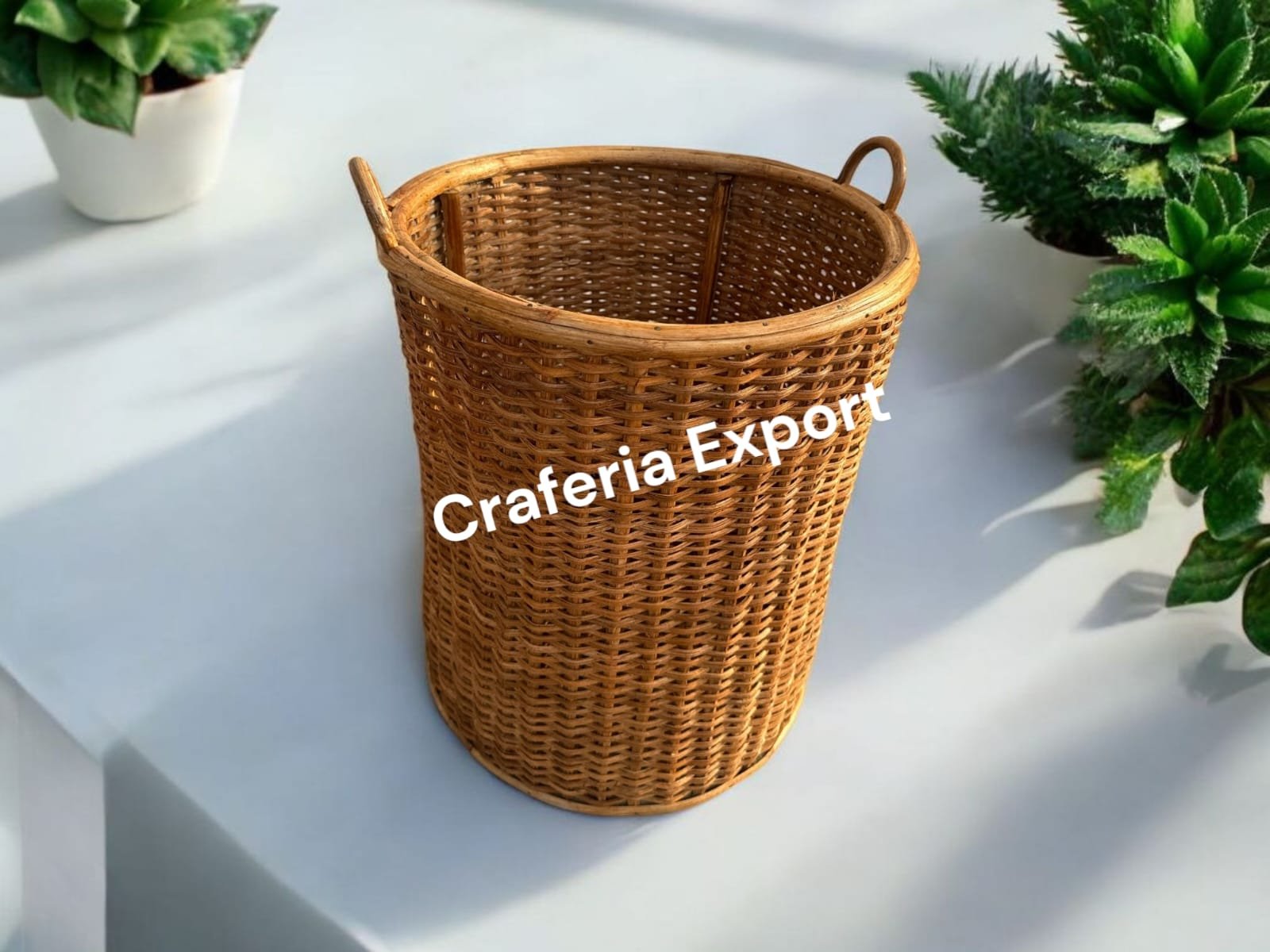 Cane Wicker Storage Round Basket | Rattan Cane Laundry Basket for Decor Artificial Flower / Clothes / Toys /Storage Bin / Bamboo Round Basket for indoor outdoor