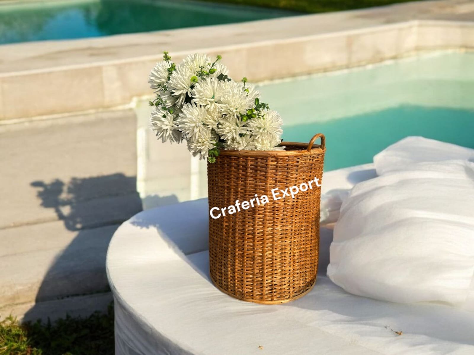 Cane Wicker Storage Round Basket | Rattan Cane Laundry Basket for Decor Artificial Flower / Clothes / Toys /Storage Bin / Bamboo Round Basket for indoor outdoor