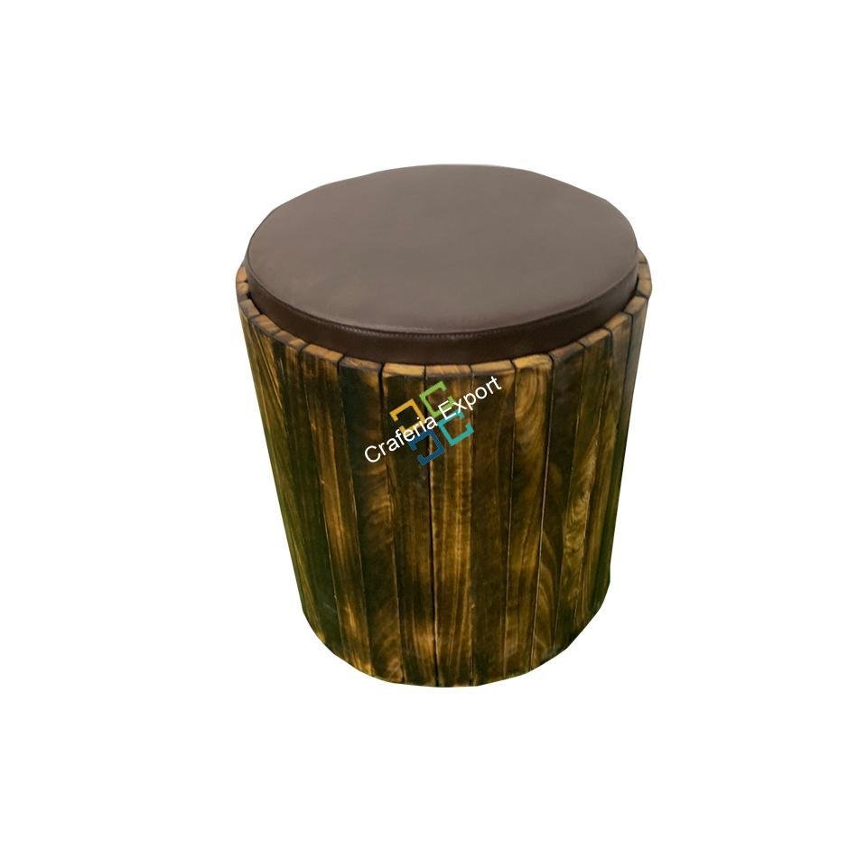 Round Wooden Storage Stool Coffee Ottomans for Home, Cafe, Balcony, Resort| Bedside Furniture