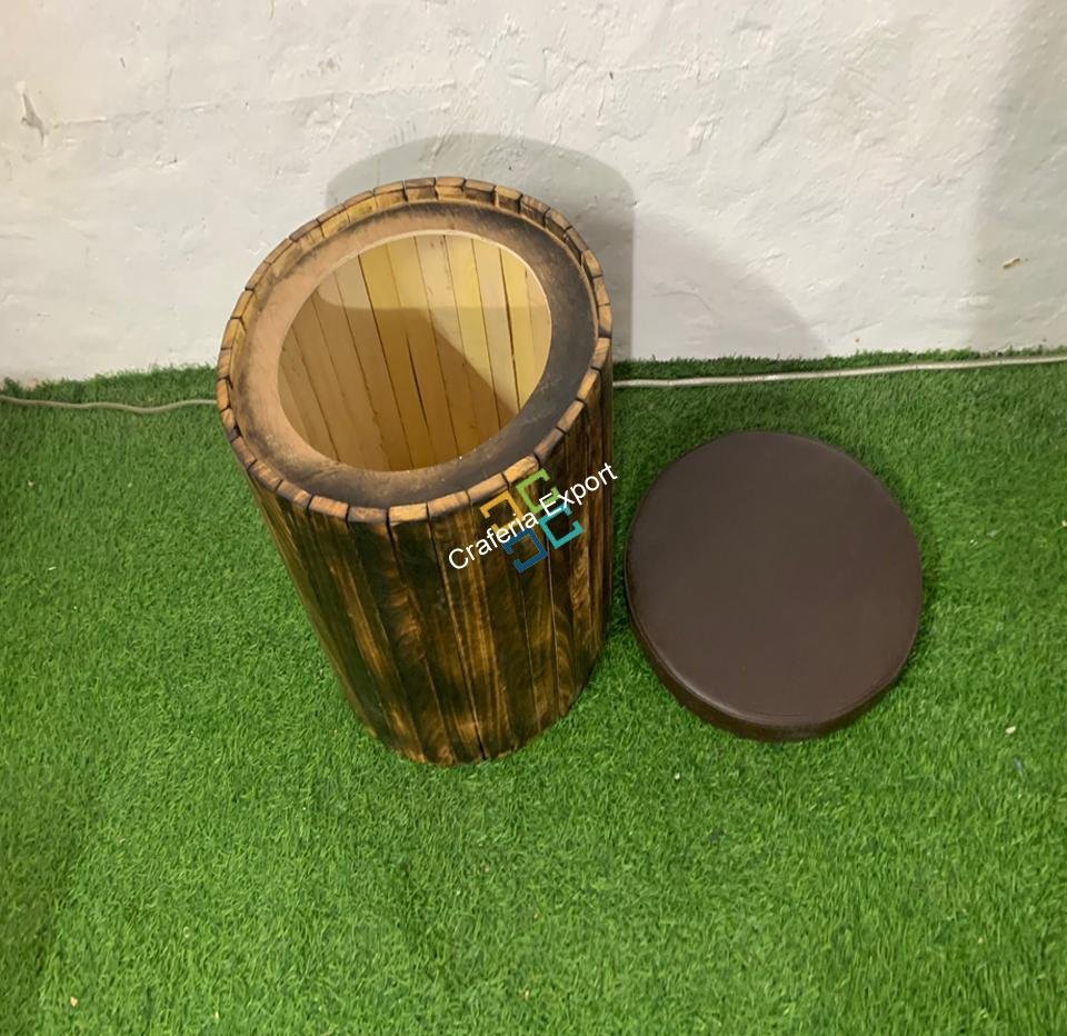 Round Wooden Storage Stool Coffee Ottomans for Home, Cafe, Balcony, Resort| Bedside Furniture