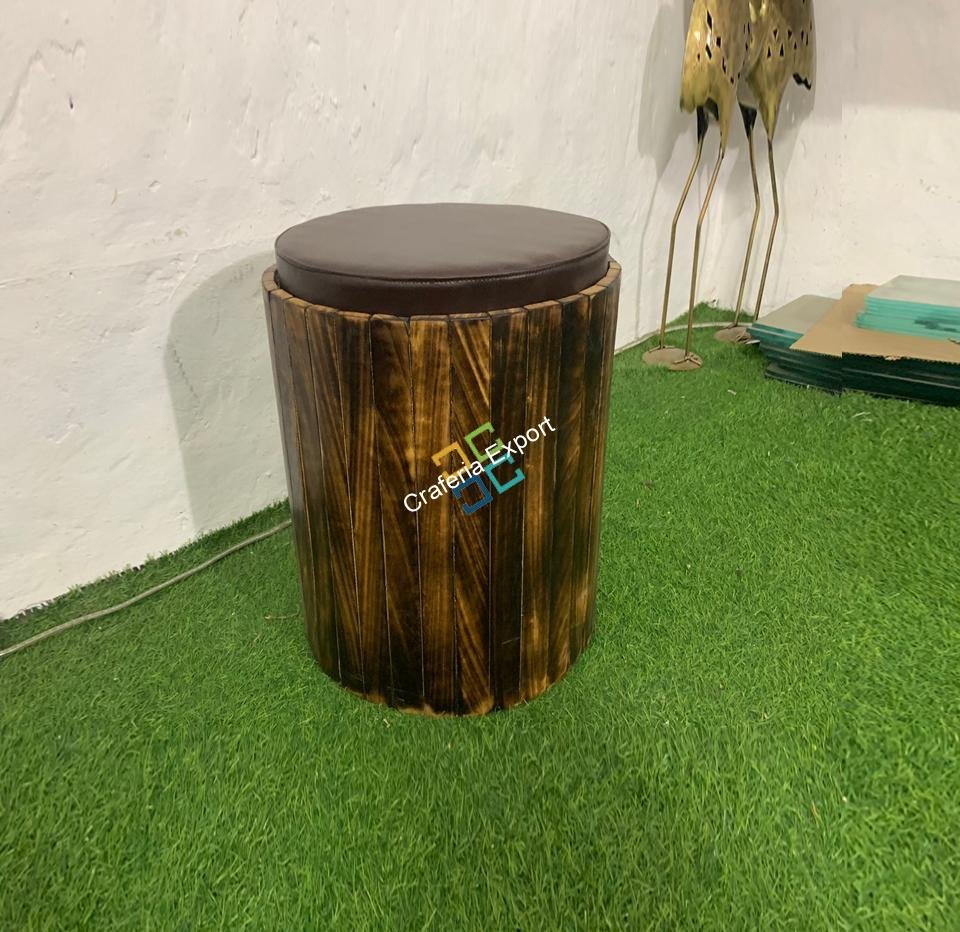Round Wooden Storage Stool Coffee Ottomans for Home, Cafe, Balcony, Resort| Bedside Furniture