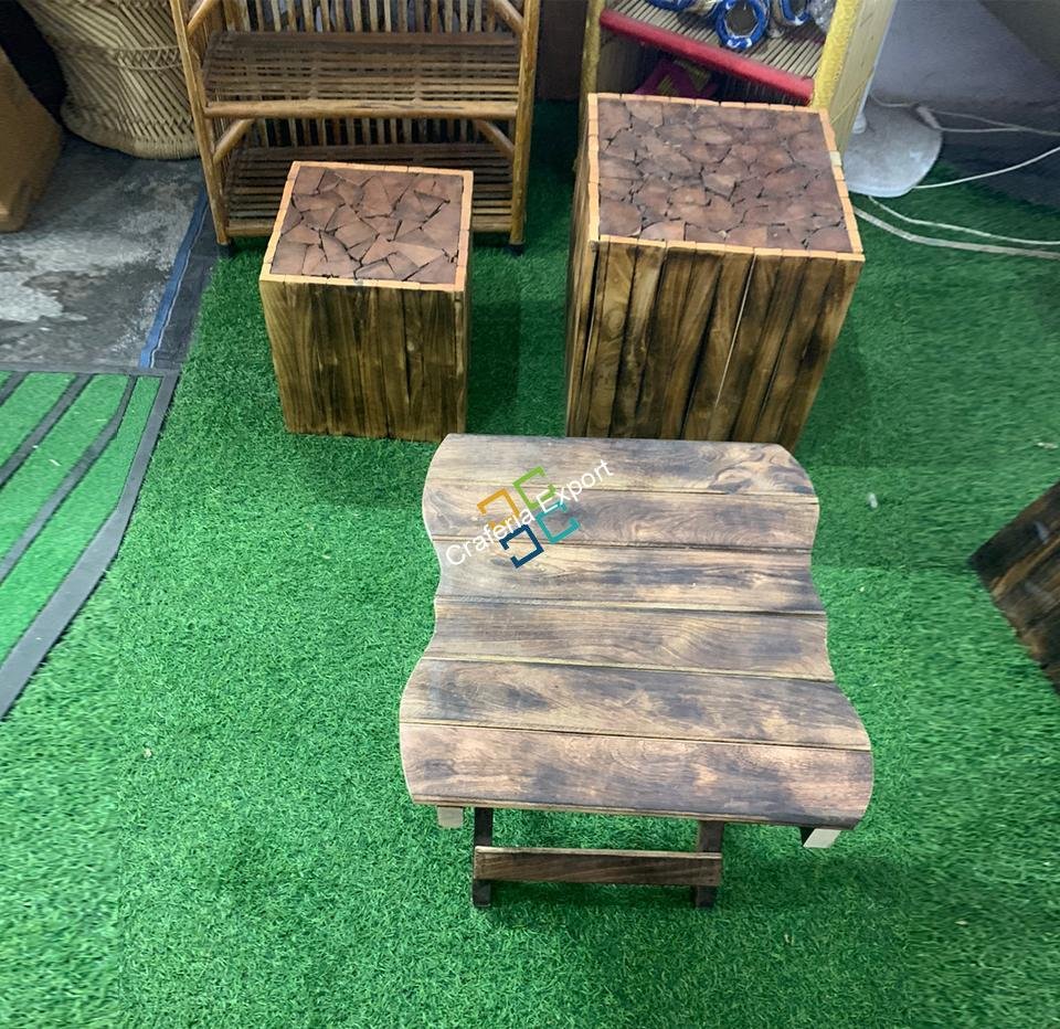 Natural Wood Coffee Table Stools furniture set | Home Luxury Ascents