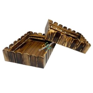 Wooden Nested Serving Trays (Set of 2) for Coffee Tea Breakfast Storage kitchenware items