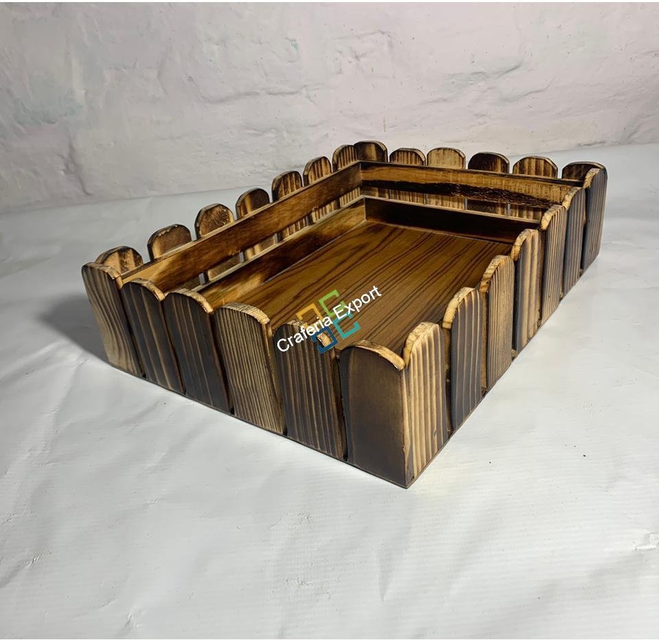 Wooden Nested Serving Trays (Set of 2) for Coffee Tea Breakfast Storage kitchenware items