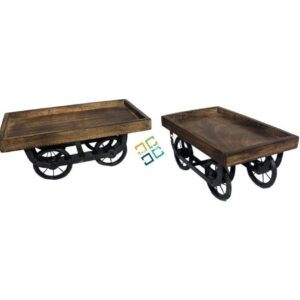 Wooden Serving Platter for Dining Table | Vintage Thela Trolley | Thela Serving Tray Snack Platter