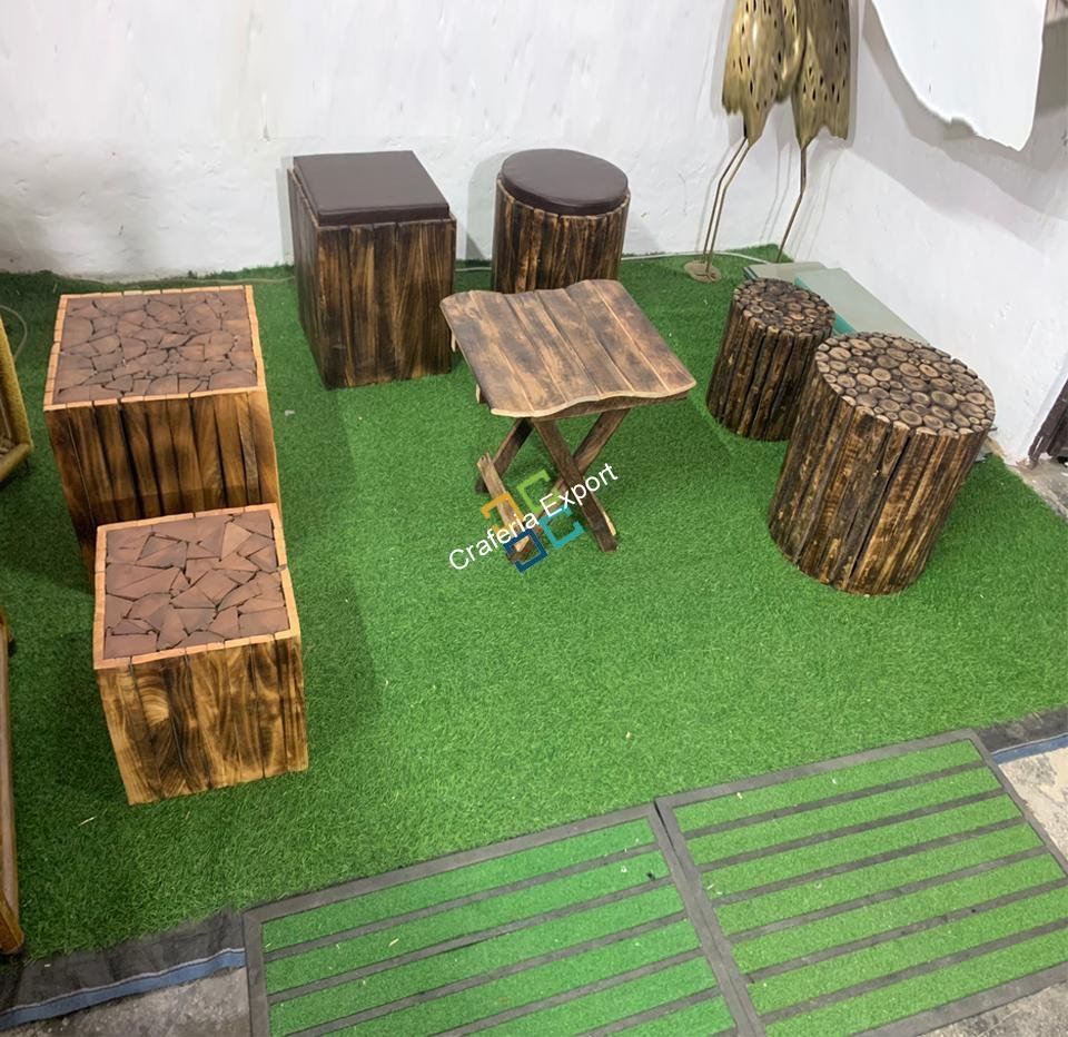 Natural Wood Coffee Table Stools furniture set | Home Luxury Ascents