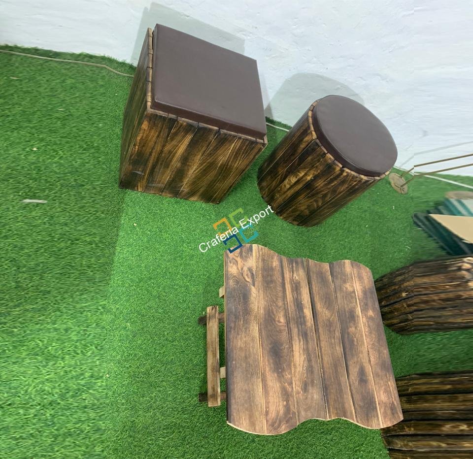 Natural Wood Coffee Table Stools furniture set | Home Luxury Ascents