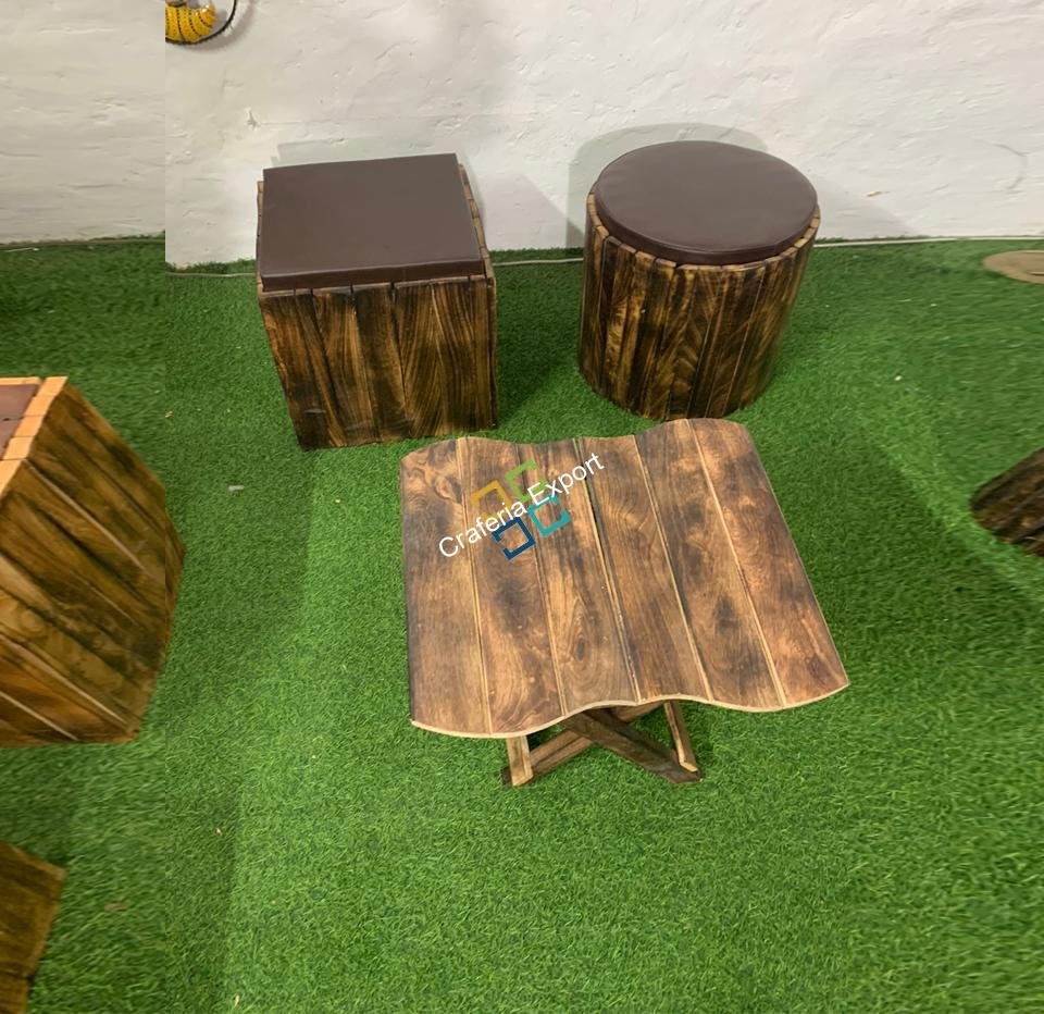 Natural Wood Coffee Table Stools furniture set | Home Luxury Ascents