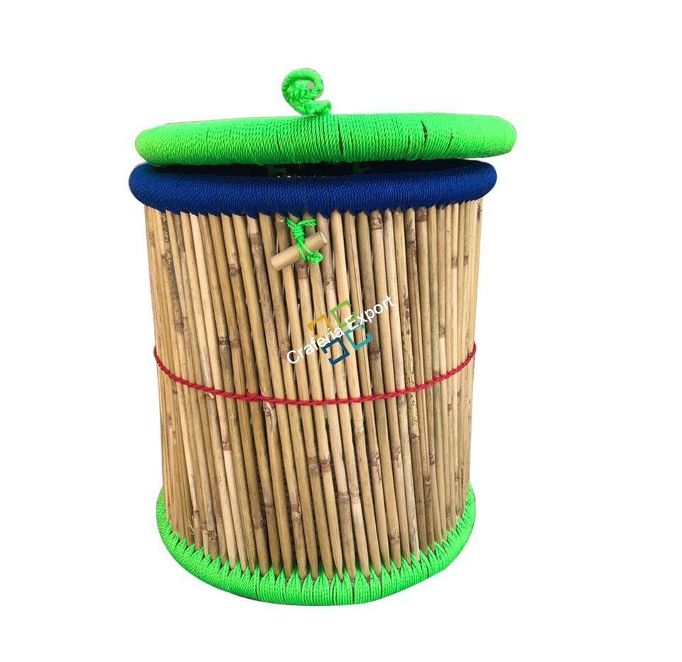 Bamboo Handmade Round Shape Multi-use Basket for Storage,Gift Hamper, Laundry With Lid