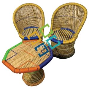 Modern Bamboo Mudha Chairs Table Furniture Set of 3 for Home, Garden Restaurant ,Resorts Use