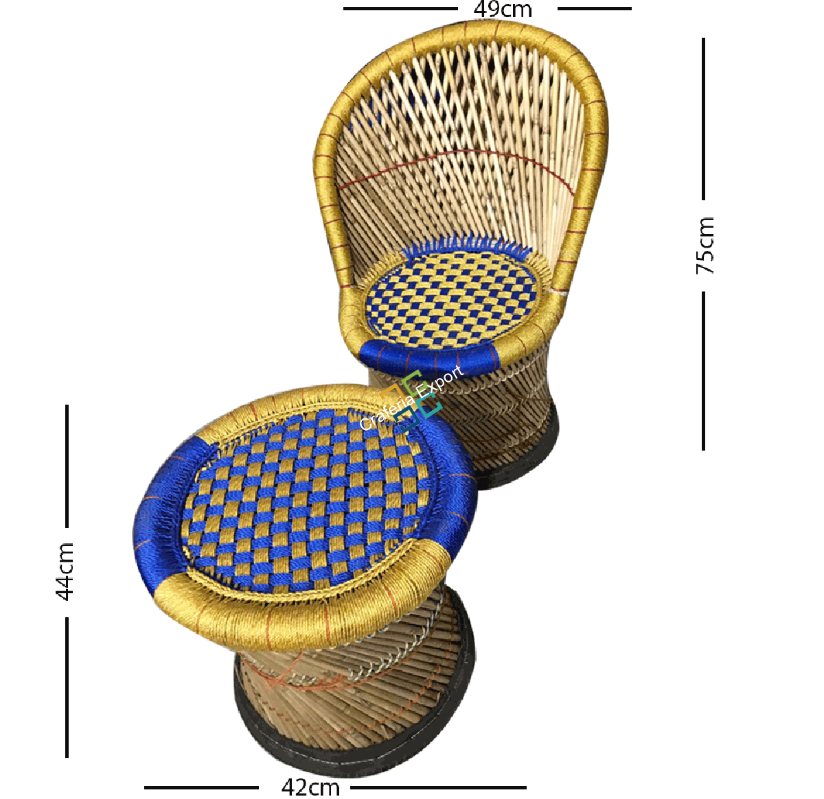 Mudda Bamboo Chair With Stool for Sitting/Relaxing/Outdoor/Indoor Use (Set of 2)