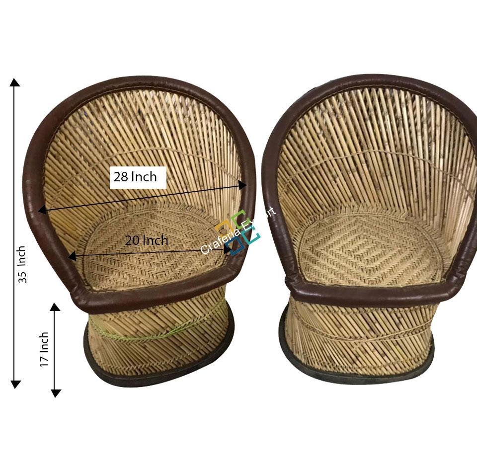 Brown Mudha bamboo chairs set of 2 (xl Size)