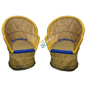 Modern Design Extra Large Size Bamboo Chairs (Set of 2) with Armrest Furniture for Living Area