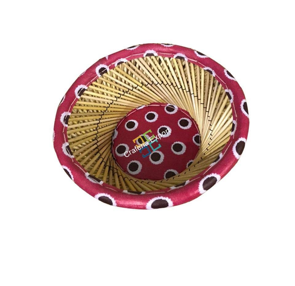Mini Basket handmade with bamboo stick for decor-maroon