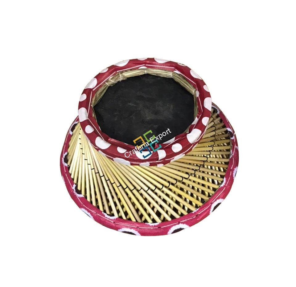 Mini Basket handmade with bamboo stick for decor-maroon