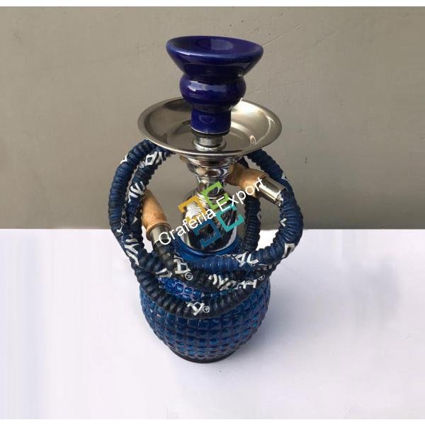 Hukkah - Glass bottom designer for fun that is smoking / home decor Antique item-BLUE