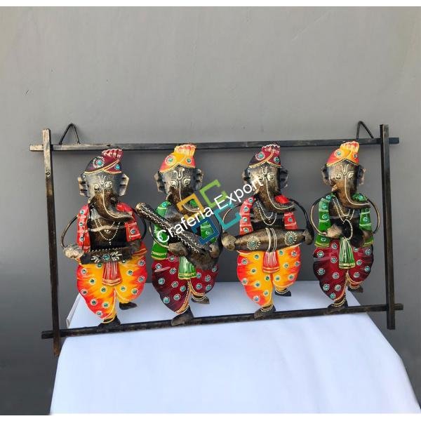 Exquisite iron wrought Musician Ganesha Wall Hanging