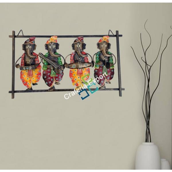 Exquisite iron wrought Musician Ganesha Wall Hanging
