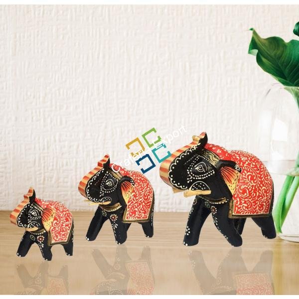 Handcrafted Art work Showpiece Elephant for  home decor/Gifts ( pair of 3)