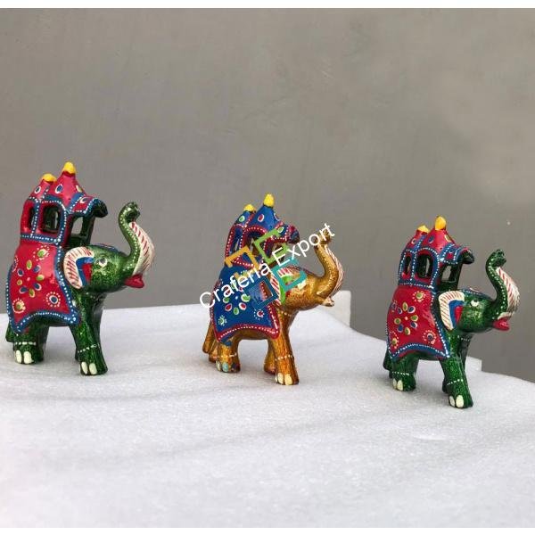 Elephant Paper Mache Decorative Showpiece for Home Decor/Gift  (Set of 3)