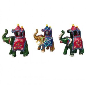 Elephant Paper Mache Decorative Showpiece for Home Decor/Gift  (Set of 3)