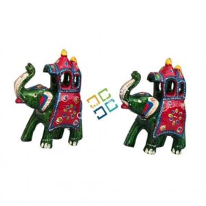 Handicrafts Paper Mache Elephant Decorative Showpiece for Home Decor (Set of 2)
