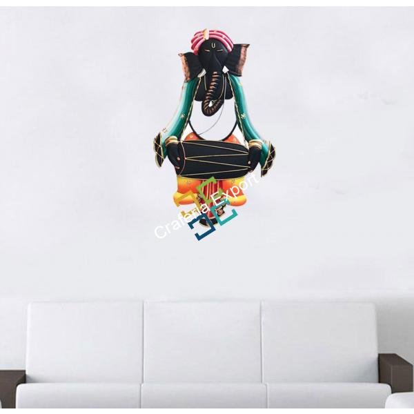 Unique Wall art hanging Showpiece of ganpati with  Dholak for wall decor/gift purpose