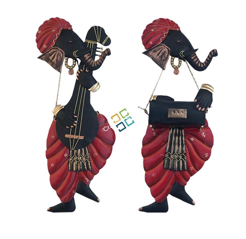 Ganesha Wall hanging showpiece handicrafts for interior decor / Gifts Purpose (Set of 2 )