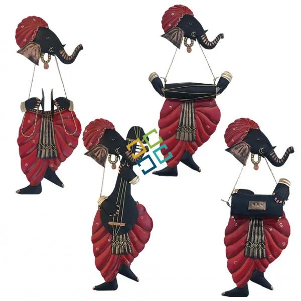 Antique Lord Ganesha Wall hanging Set of 4 for Interior wall Decor