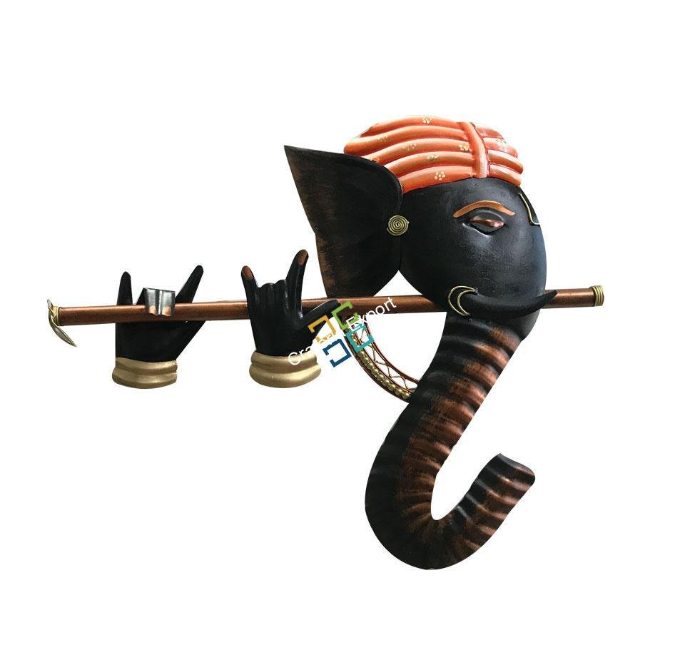 Elegant wall hanging ganesh with flute showpiece for decor wall/gifts