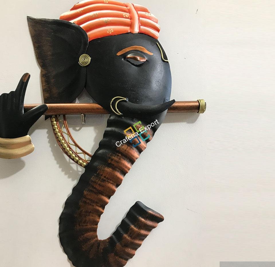 Elegant wall hanging ganesh with flute showpiece for decor wall/gifts