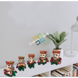 Rajasthani Handicraft musical wooden babla showpiece for home decor set of 5