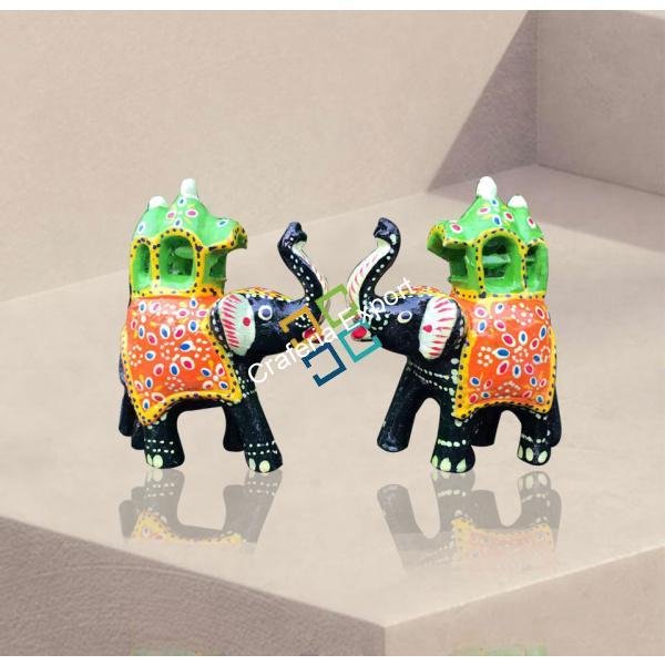 Handmade Designer Elephant Showpiece For Interior Decor Set Of 2