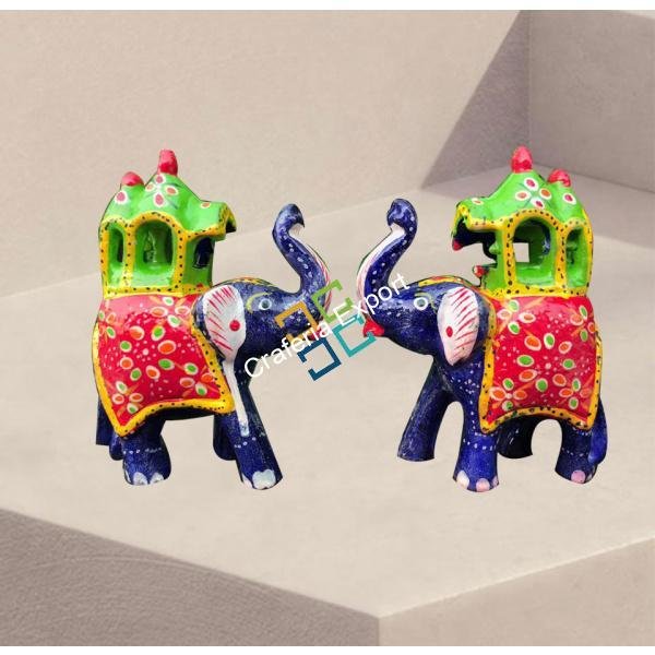 Handmade Designer Elephant Showpiece For Interior Decor Set Of 2