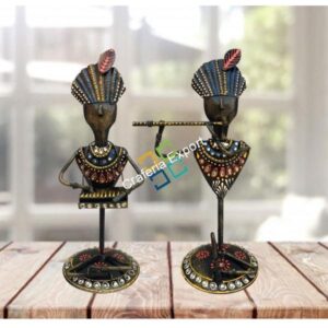 Royal tribal men musical showpiece for home table decor (set of 2)