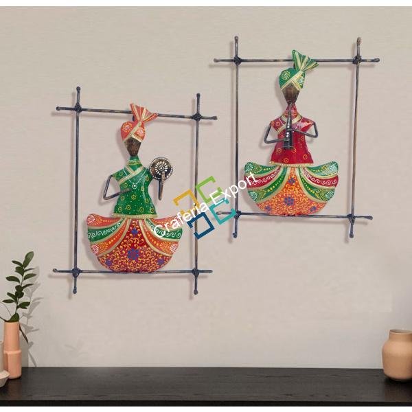 Unique Musical sardar wall hanging showpiece frame metal  for Home Decor ( set of 2)