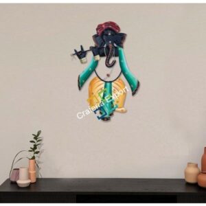 Ganesha Playing with muscial Instrunment wall hanging showpiece for interior Decoration / Gifts