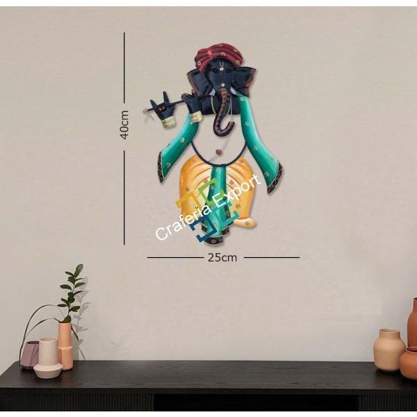 Ganesha Playing with muscial Instrunment wall hanging showpiece for interior Decoration / Gifts
