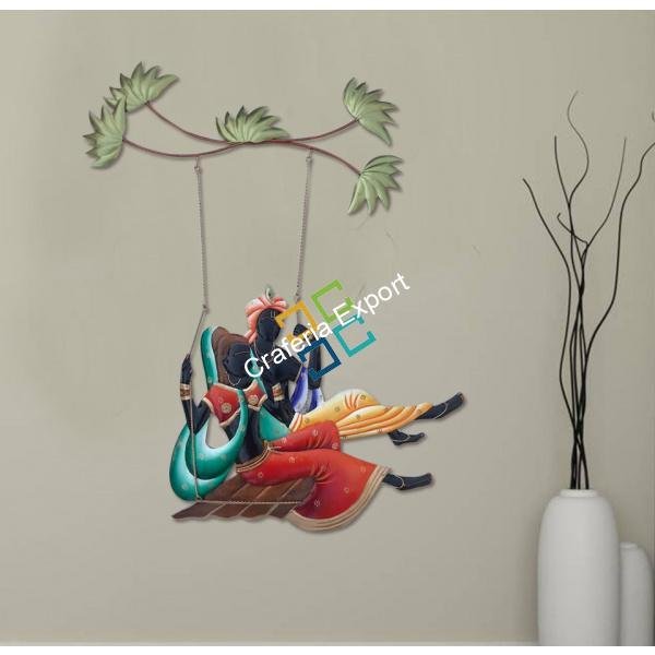Radha Krishna Sitting on Jhula / Swing Wall Hanging for Decoration ,Diwali, Pooja , Gifts