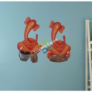 Antique Orange Ganesha  Wall Hanging showpiece /Gifts ( Set of 2)