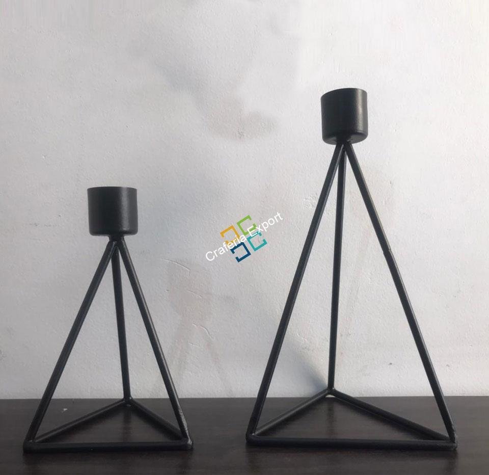 Metal tealight candle holder stand in triangle shape (set of 2) / gifts purpose