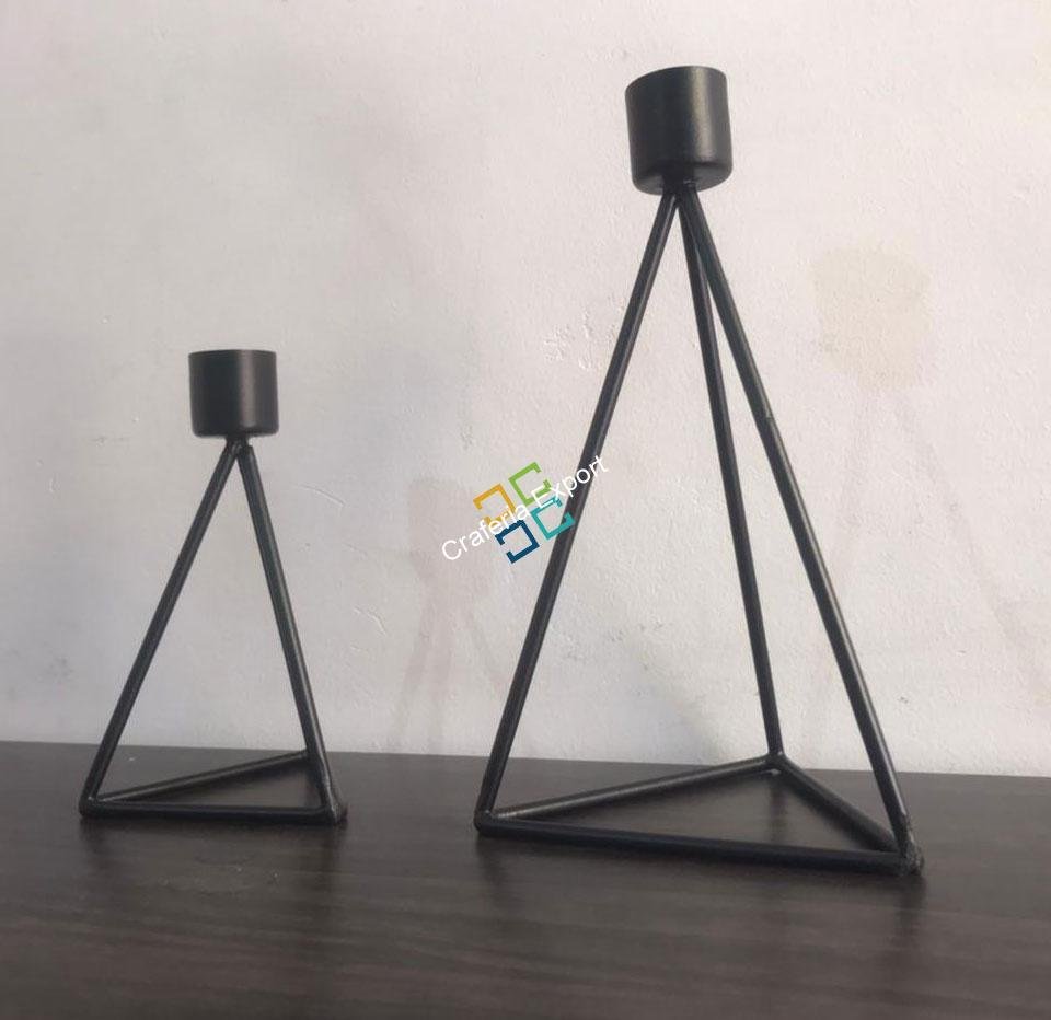 Metal tealight candle holder stand in triangle shape (set of 2) / gifts purpose