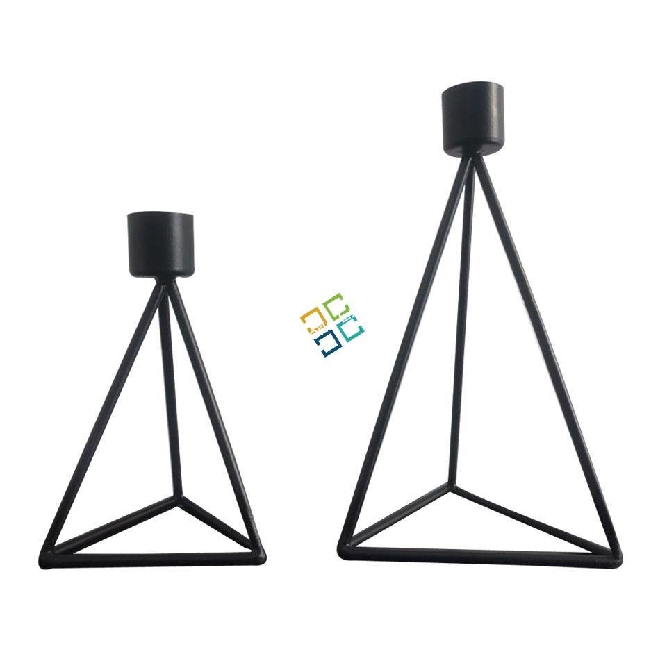 Metal tealight candle holder stand in triangle shape (set of 2) / gifts purpose