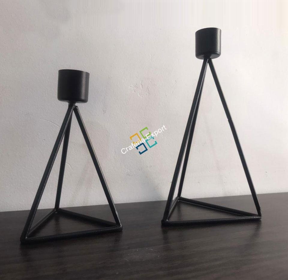 Metal tealight candle holder stand in triangle shape (set of 2) / gifts purpose