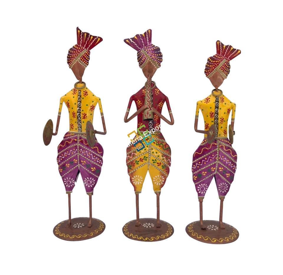 Musical Tribal Men standing showpiece/table top for home decor/gifts (set of 3)