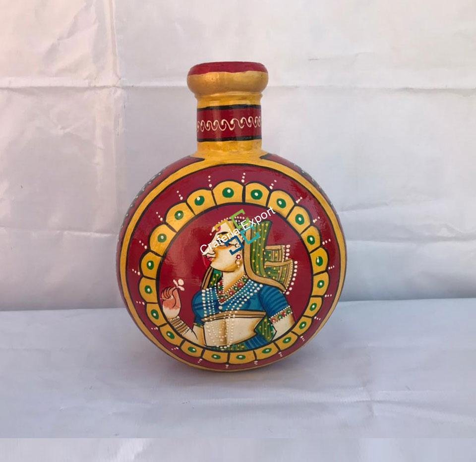 Handicrafted decorative flower pot painted by mughal shasak kalakriti (set of 3)