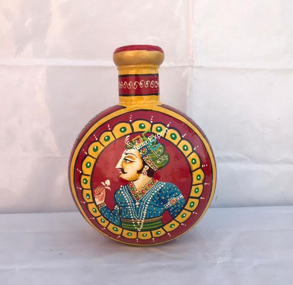 Handicrafted decorative flower pot painted by mughal shasak kalakriti (set of 3)